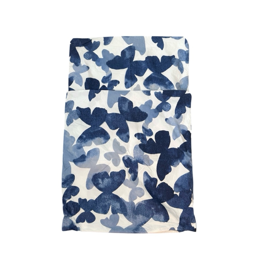 2 x West Elm Organic Cotton‎ Blue Butterfly Euro Shams 26x26